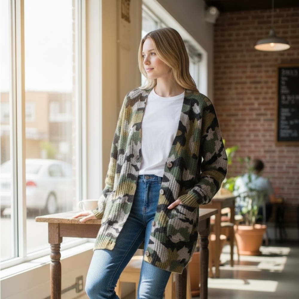 Camouflage Cashmere Cardigan